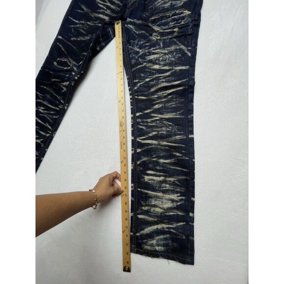 The Hertage By America Men's W38 L34 Patched Distressed Skinny Jeans Acid Wash - Picture 11 of 17